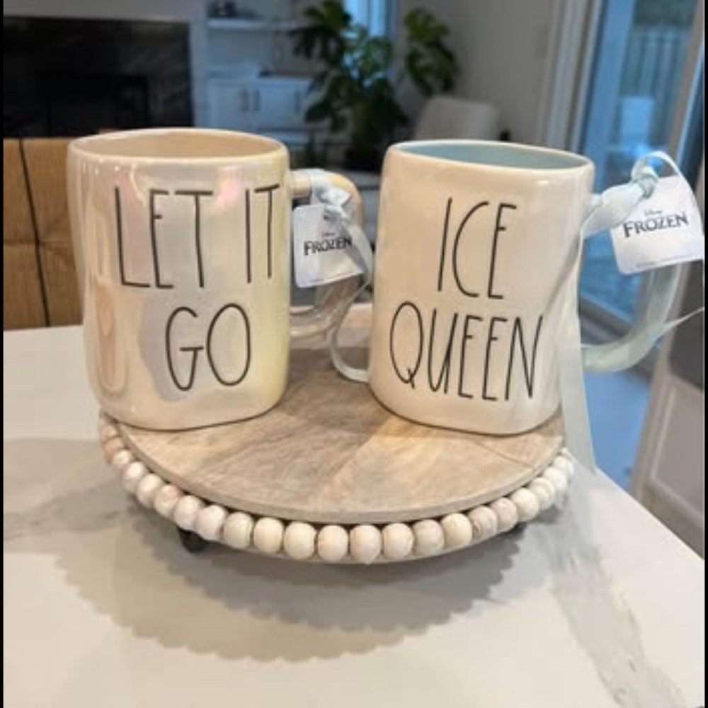 Rae Dunn Let It Go & Ice Queen Mug Set - Cream & Light Blue